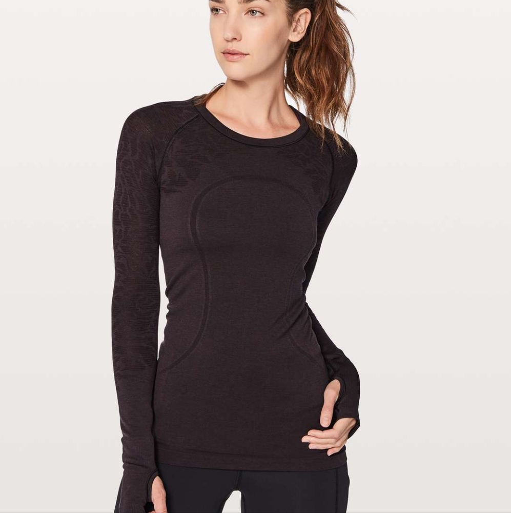 Lululemon Swiftly Tech Long Sleeve Crew Black Cherry / Black Running Shirt Top 6